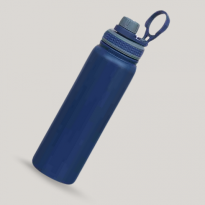 Customized Dark Blue Water Bottle with Handle and Logo