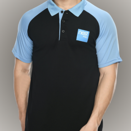 Customized Black and Blue Polo T-Shirt with Logo