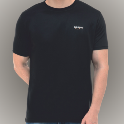 Customized Black Round-Neck T-Shirt with Logo