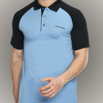 Customized Blue and Black Polo T-Shirt with Logo