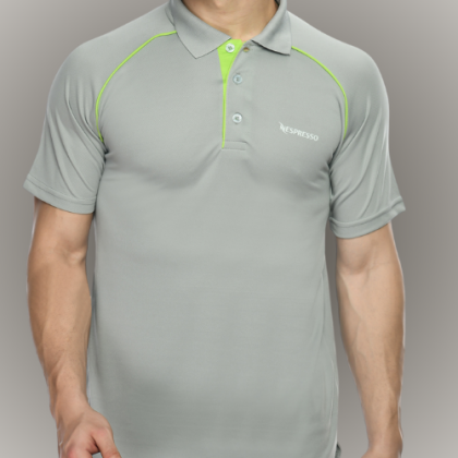 Customized Grey and Green Polo T-Shirt with Logo