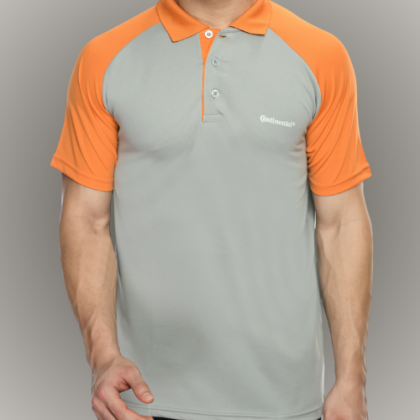 Customized Grey and Orange Polo T-Shirt with Logo