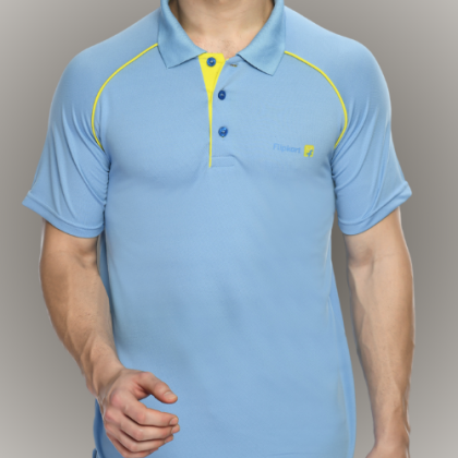 Customized Light Blue and Yellow Polo T-Shirt with Logo