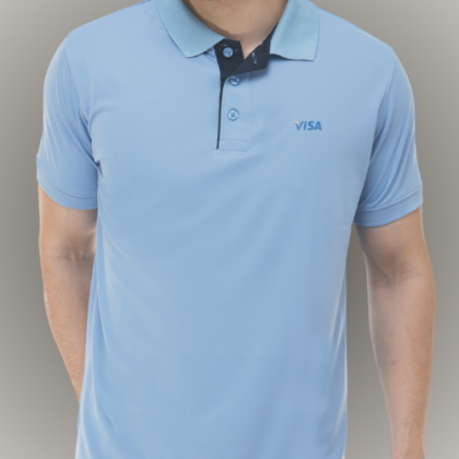 Customized Light Blue Polo T-Shirt with Logo