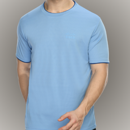 Customized Light Blue Round-Neck T-Shirt with Logo