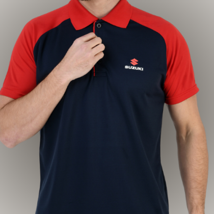 Customized Navy and Red Polo T-Shirt with Logo