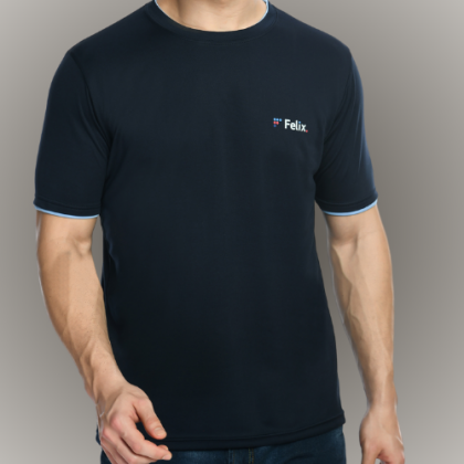 Customized Navy Blue Round-Neck T-Shirt with Logo