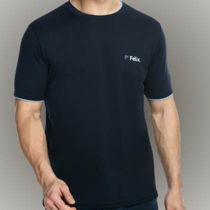 Customized Navy Blue Round-Neck T-Shirt with Logo