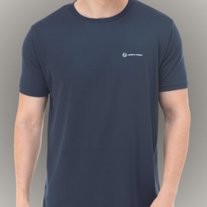 Customized Navy Blue Round-Neck T-Shirt with Logo