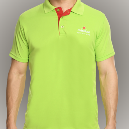 Customized Neon Green and Red Polo T-Shirt with Logo