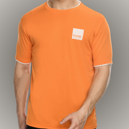 Customized Orange Round-Neck T-Shirt with Logo