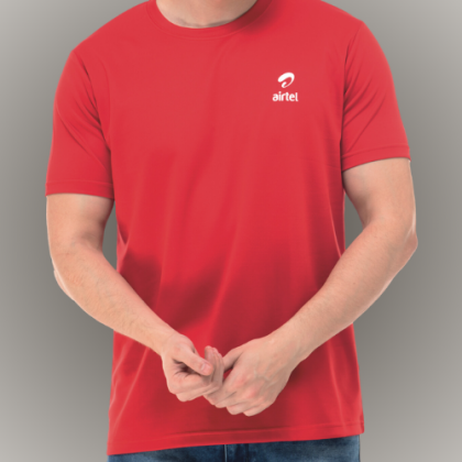 Customized Red Round-Neck T-Shirt with Logo