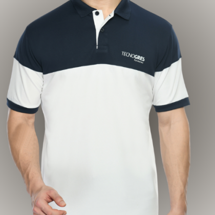 Customized White and Black Polo T-Shirt with Logo