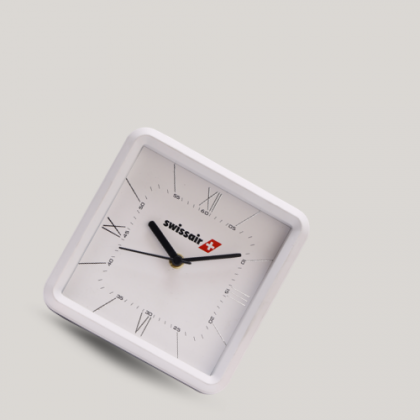 Customized White Square Desk Clock with Logo