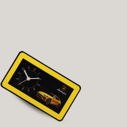 Customized Yellow and Black Desk Clock with Logo