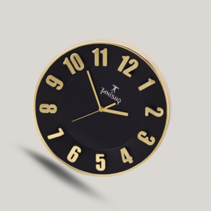 Customized Black and Gold Round Logo Wall Clock