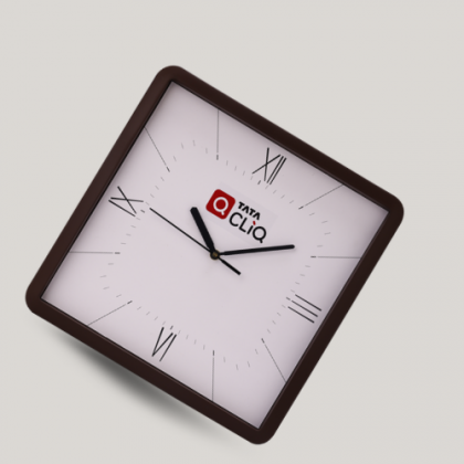 Customized Brown Square Logo Wall Clock