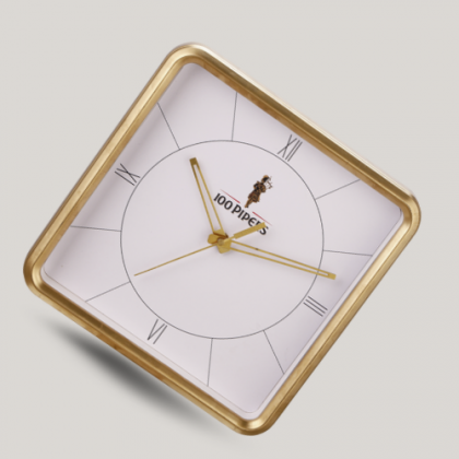 Customized Gold Framed Square Wall Clock with Logo