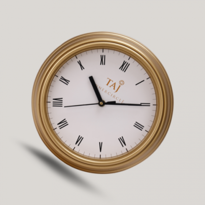 Customized Golden Round Frame Logo Wall Clock