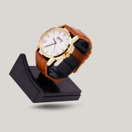 Customized Brown Leather Wristwatch with Logo