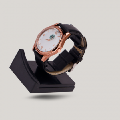 Customized Rose Gold and Black Sport Wristwatch with Logo