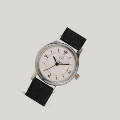 Customized White Dial Black Leather Wristwatch with Logo