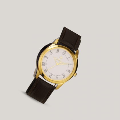 Customized White Dial Leather Wristwatch with Logo