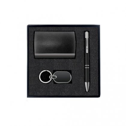 Silver Gift Set Of Three (Card Holder, Keychain And Pen) Option 3