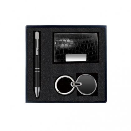 Silver Gift Set Of Three (Card Holder, Keychain And Pen) Option 4