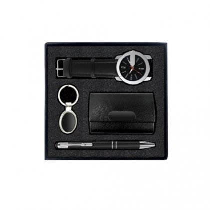 Gift Set Of Four (Card Holder, Keychain, Pen And Wrist Watch)