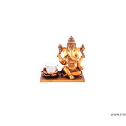 Candle Holder With Ganesha - 17 X 15 X 08 Cm