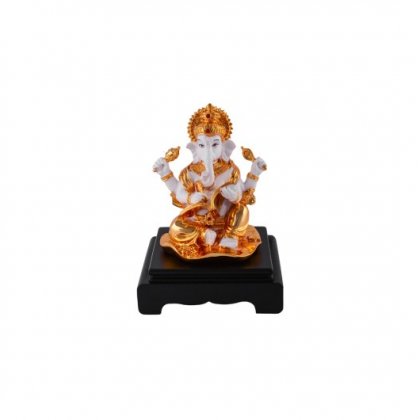 Ganesh Ji (Golden/ White) - 20 x 13 x 12 cm