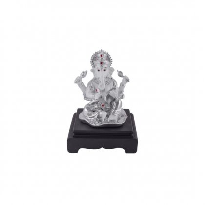 Ganesh Ji (Silver/White) - 20 x 13 x 12 cm