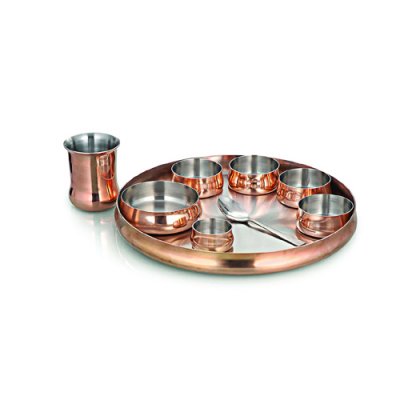 Stainless Steel And Copper Dinner Set of Nine Pics