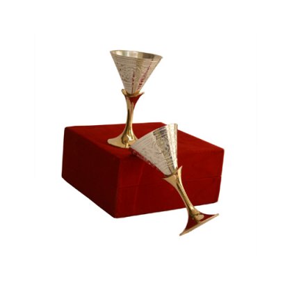 Brass Wine Glass With Velvet Box