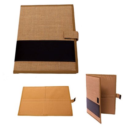 Personalized Jute Folder - PU Strip