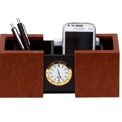 Personalized Pen Stand Sliding With Clock