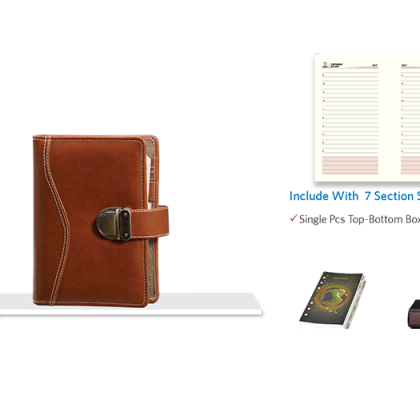 Personalized Business Organiser With 1Dt 7 Sec Refill (7006) (Natural) With Lock