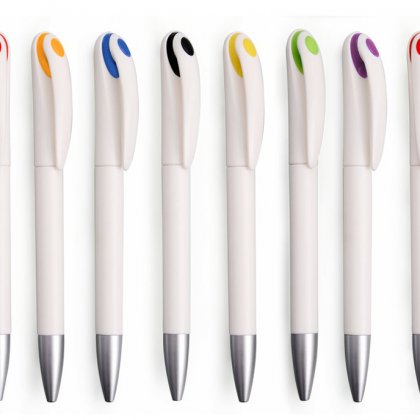 Personalized White Pen With Front Dot