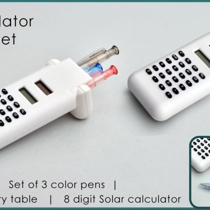 Personalized Solar Calculator With 3 Pen Set