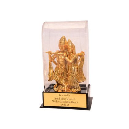 Personalized Radhe Krishna Wooden Trophy